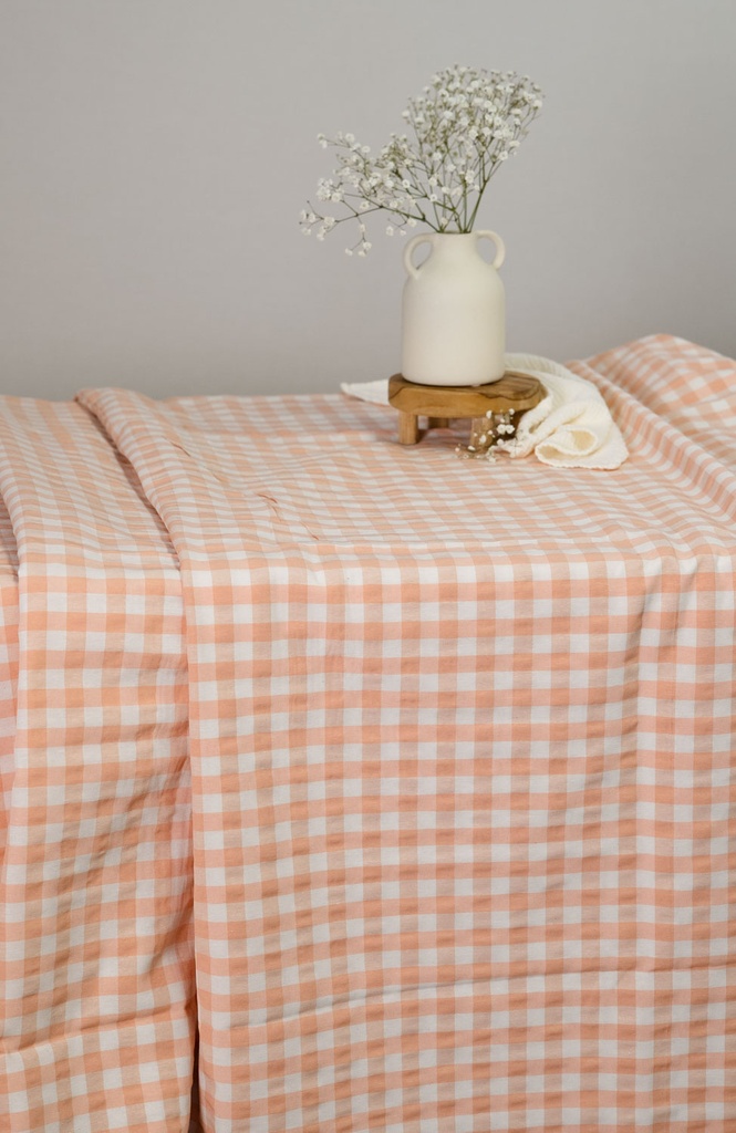 Mantel Vichy Melocotón cuadrado 3.60