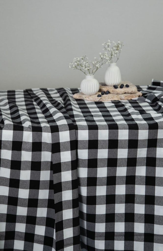 Mantel Vichy XL negro rectangular 3.50×2.40